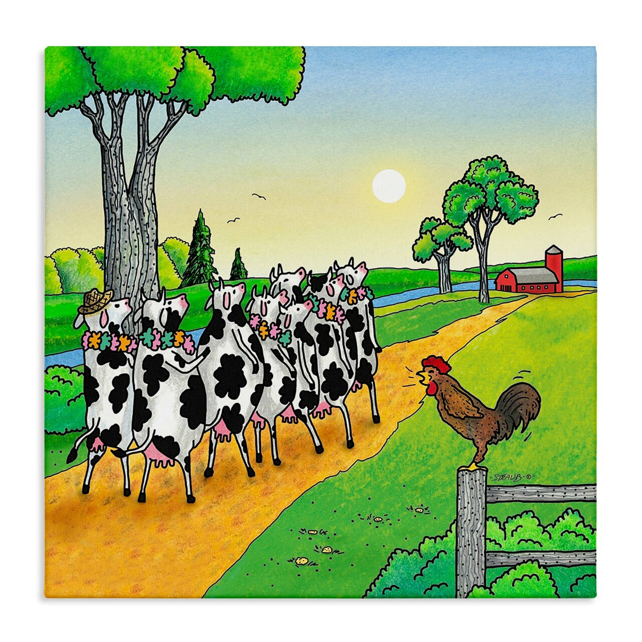 Stupell Industries Funny Cows Come Home Canvas Design by Roger Straub